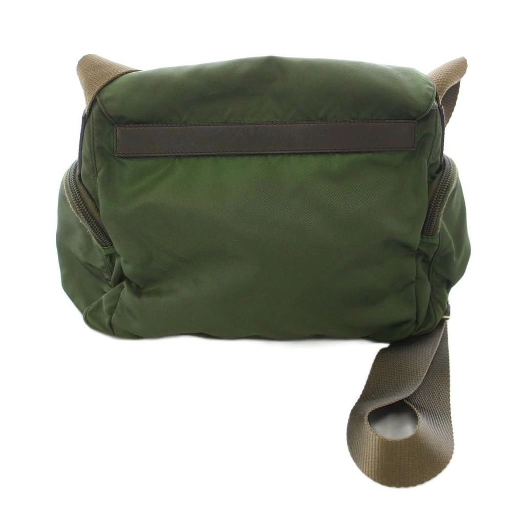 Prada Tessuto Zip Top Crossbody Bag Shoulder Triangle Green MU